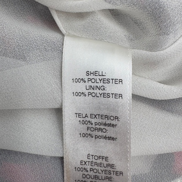 Chicos Top Women XL Red Long Sleeve Cold Shoulder Sheer Pleated Diamond Pattern - Picture 11 of 15